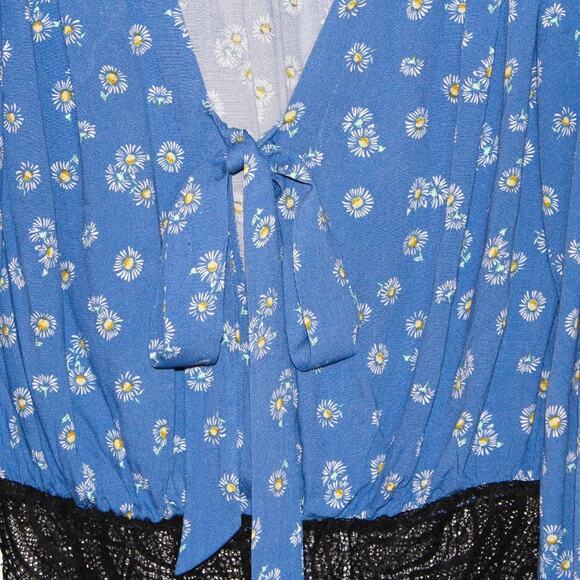 Free People Forties Printed Bell-Sleeve Bodysuit Medium - Picture 4 of 5